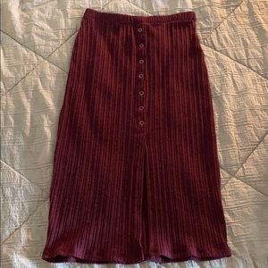 Burgundy Knit Midi Skirt